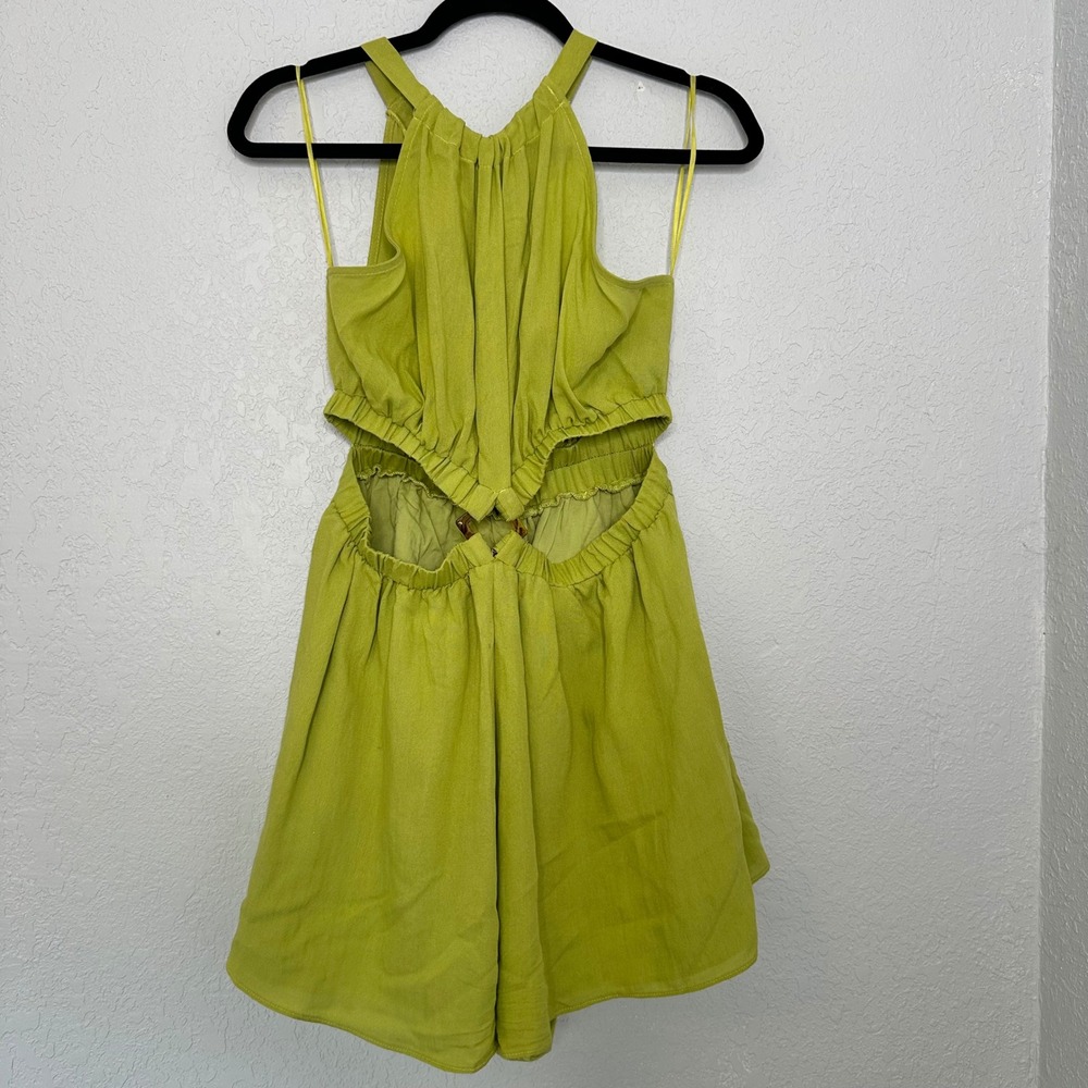 Mustard Seed Lime Green Cutout Mini Dress